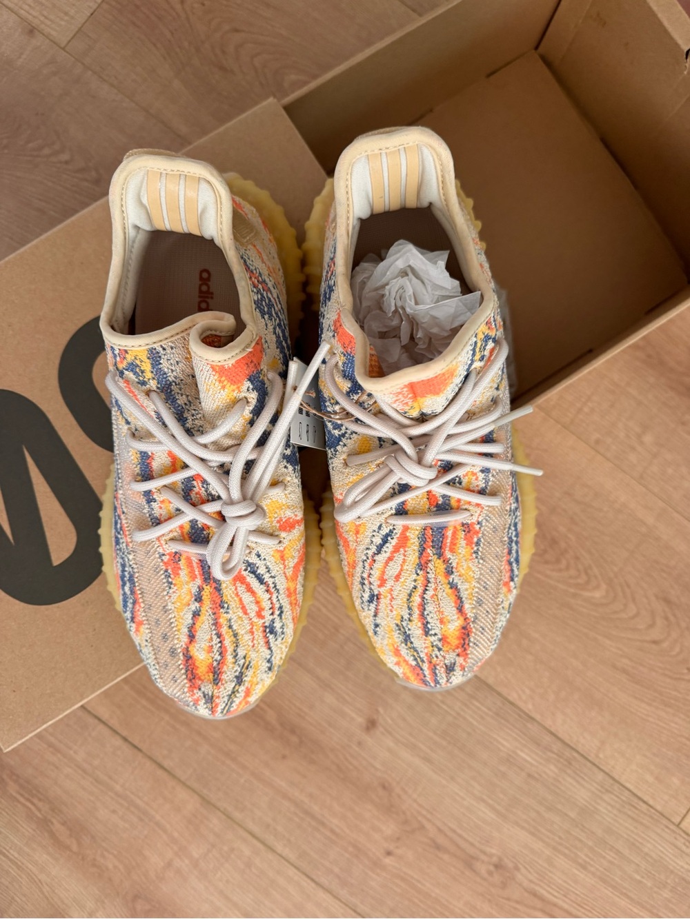 adidas Kids Multicolor Knit Sneakers with Yellow Sole